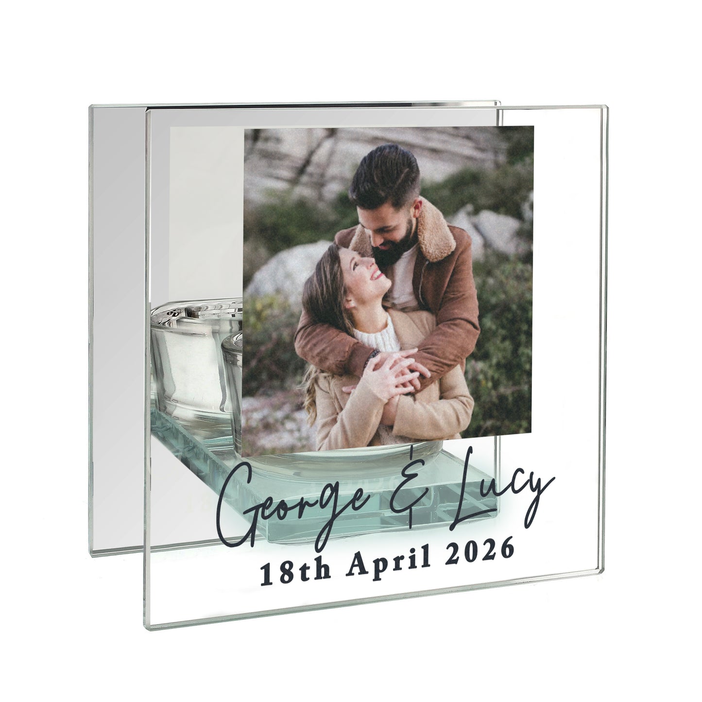 Personalised Photo Upload Mirrored Glass Tealight Holder – Birthday Gift - image 5