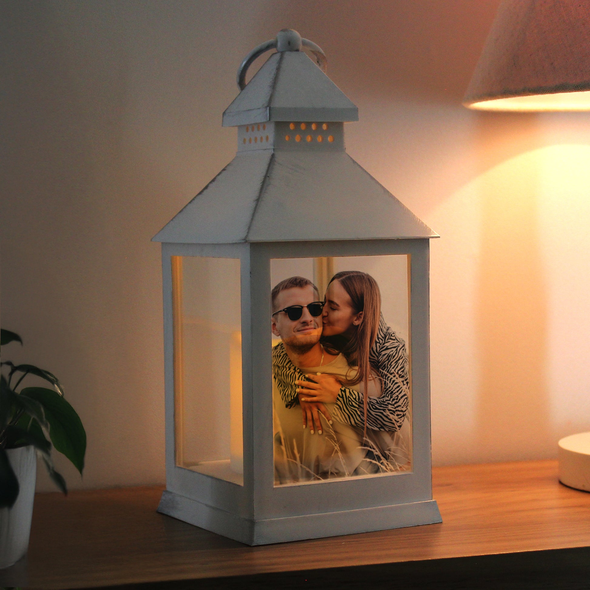 Personalised Photo Upload White Lantern – Birthday Anniversary Memorial Gift