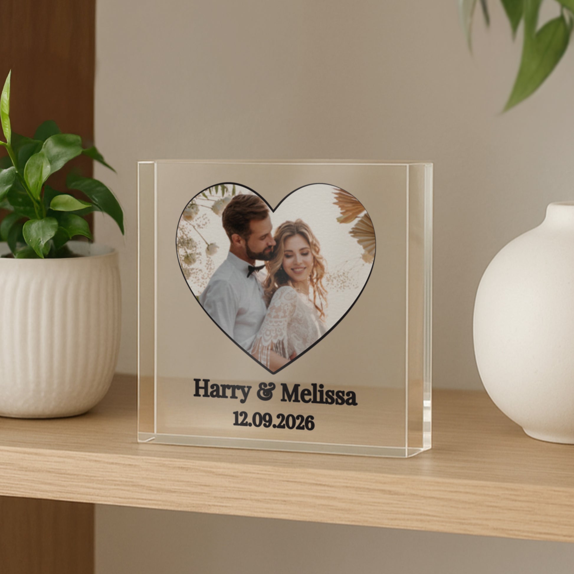 Personalised Heart Photo Upload Small Glass Ornament – Valentine Birthday Gift