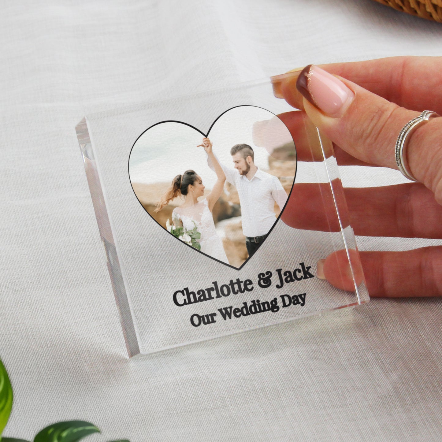 Personalised Heart Photo Upload Small Glass Ornament – Valentine Birthday Gift - image 2