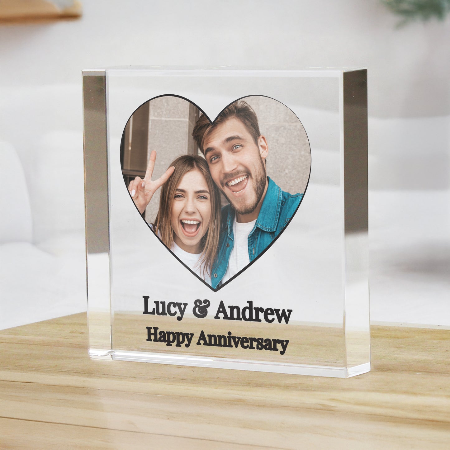 Personalised Heart Photo Upload Small Glass Ornament – Valentine Birthday Gift - image 3
