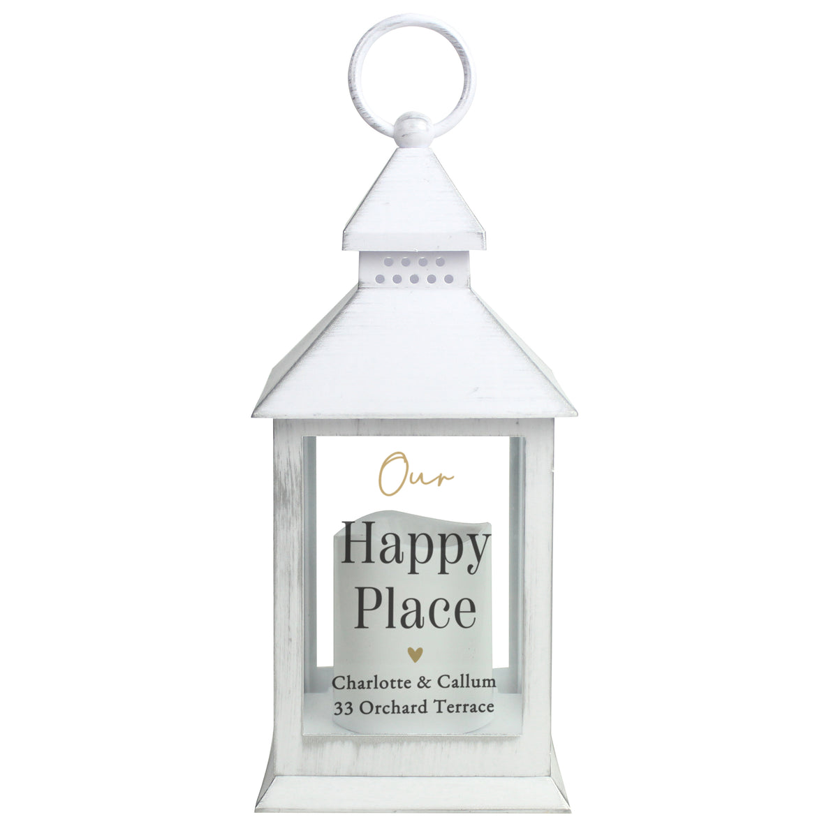 Personalised Black and Gold Free Text White Lantern – Wedding Housewarming Gift - image 4
