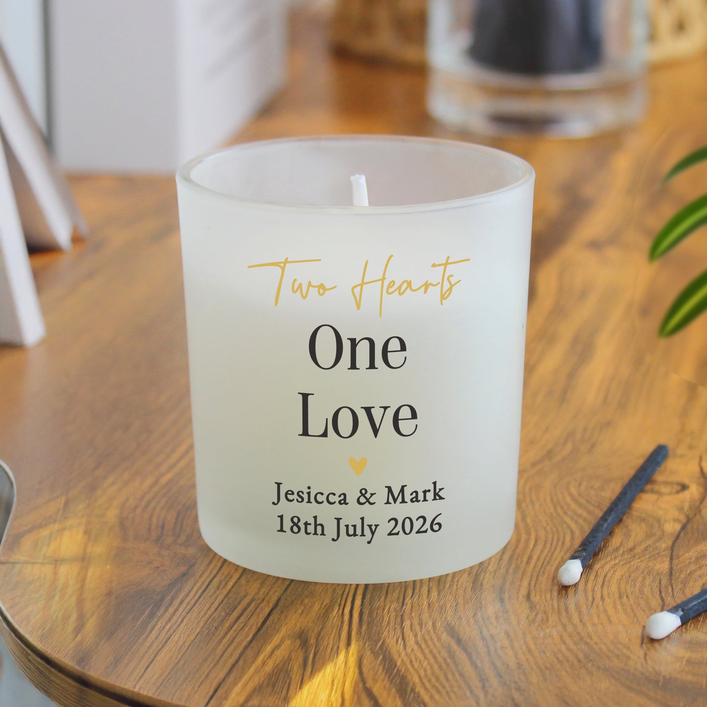Personalised Black and Gold Free Text Frosted Candle – Any Occasion Gift