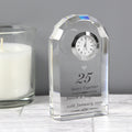 Personalised Silver Anniversary Crystal Clock from Heartfelt Gifts