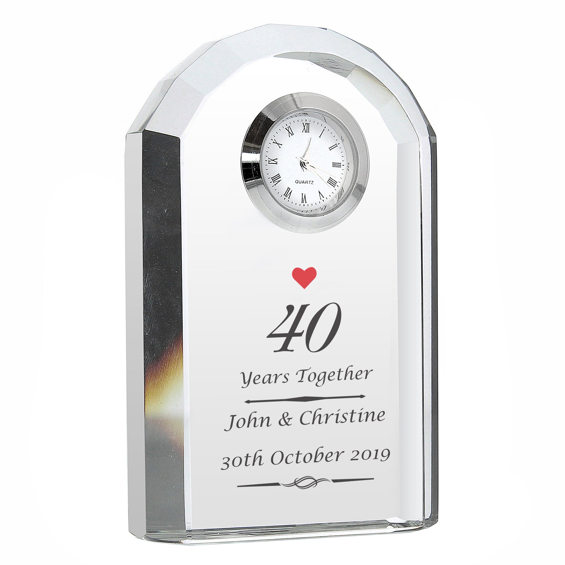Personalised Ruby Anniversary Crystal Clock - image 2