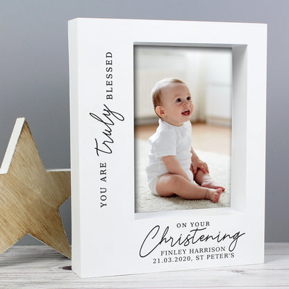 Personalised 'Truly Blessed' Christening 5x7 Box Photo Frame from Heartfelt Gifts
