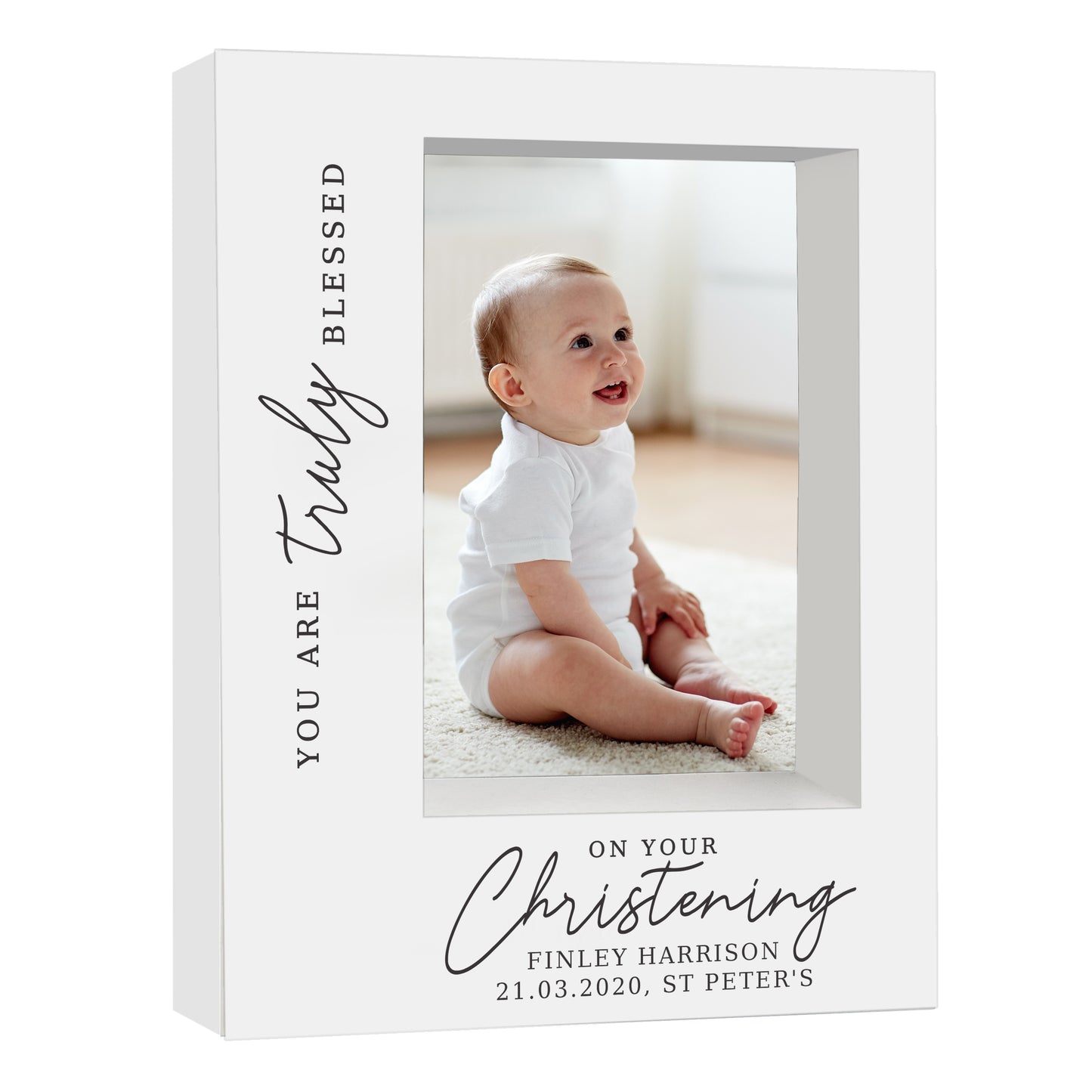 Personalised 'Truly Blessed' Christening 5x7 Box Photo Frame - image 2
