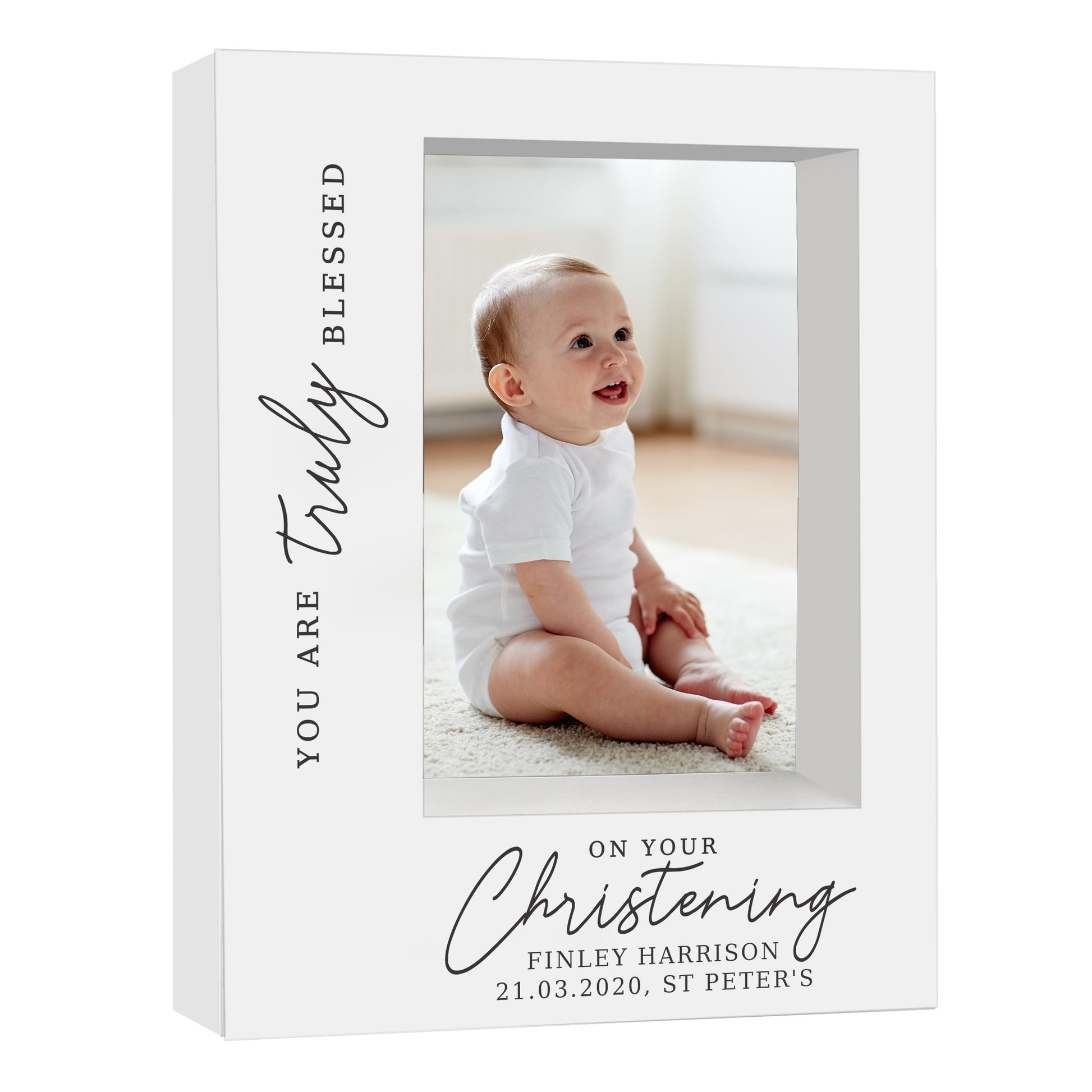 Personalised 'Truly Blessed' Christening 5x7 Box Photo Frame - image 2