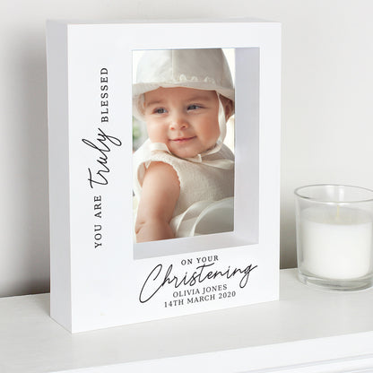 Personalised 'Truly Blessed' Christening 5x7 Box Photo Frame - image 3