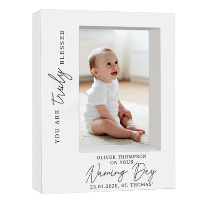Personalised 'Truly Blessed' Naming Day 5x7 Box Photo Frame - image 2