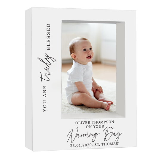 Personalised 'Truly Blessed' Naming Day 5x7 Box Photo Frame - image 2