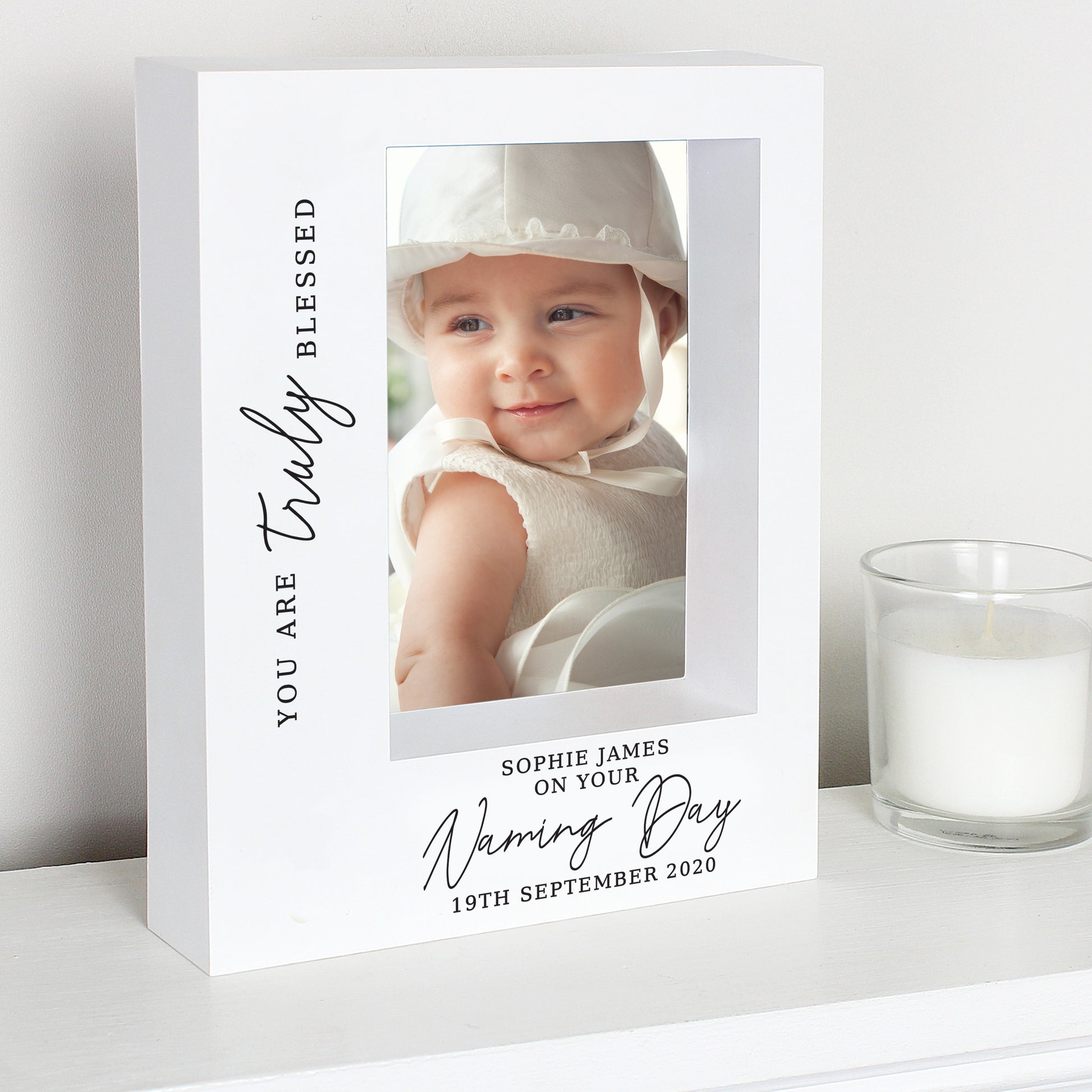 Personalised 'Truly Blessed' Naming Day 5x7 Box Photo Frame - image 3