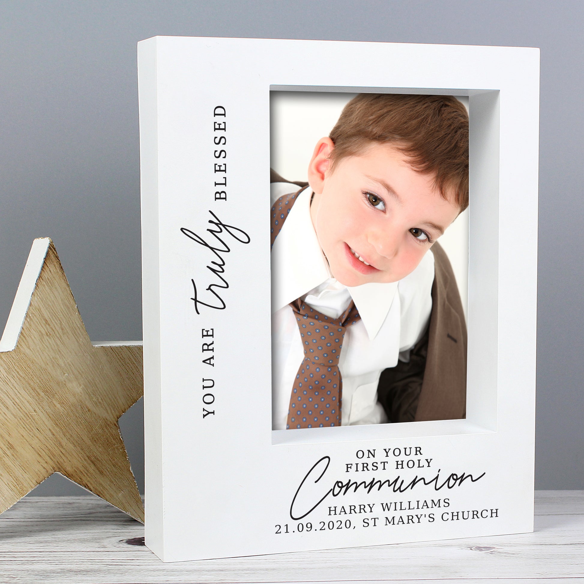 Personalised 'Truly Blessed' First Holy Communion 5x7 Box Photo Frame from Heartfelt Gifts