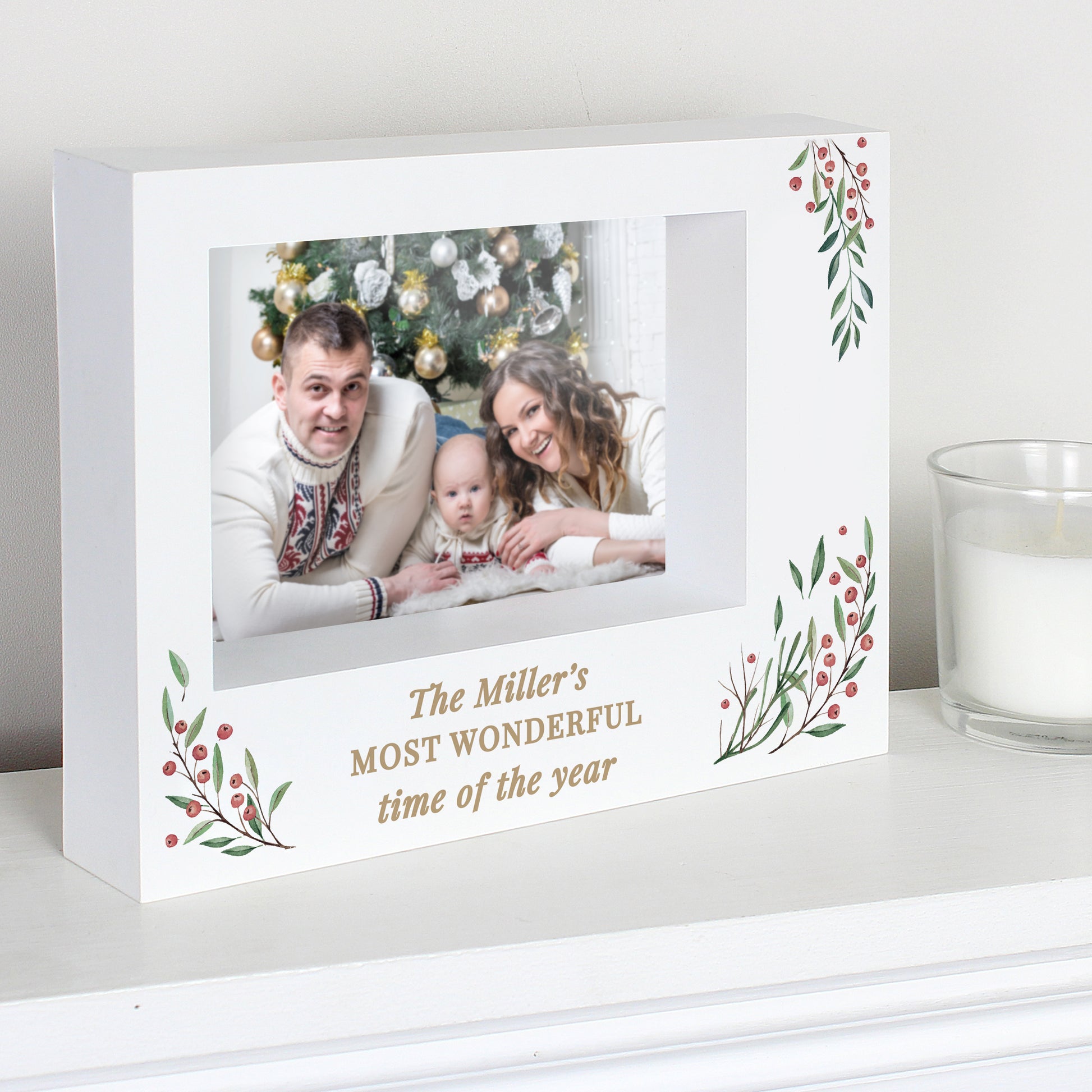 Personalised Christmas Foliage 5x7 Box Photo Frame from Heartfelt Gifts