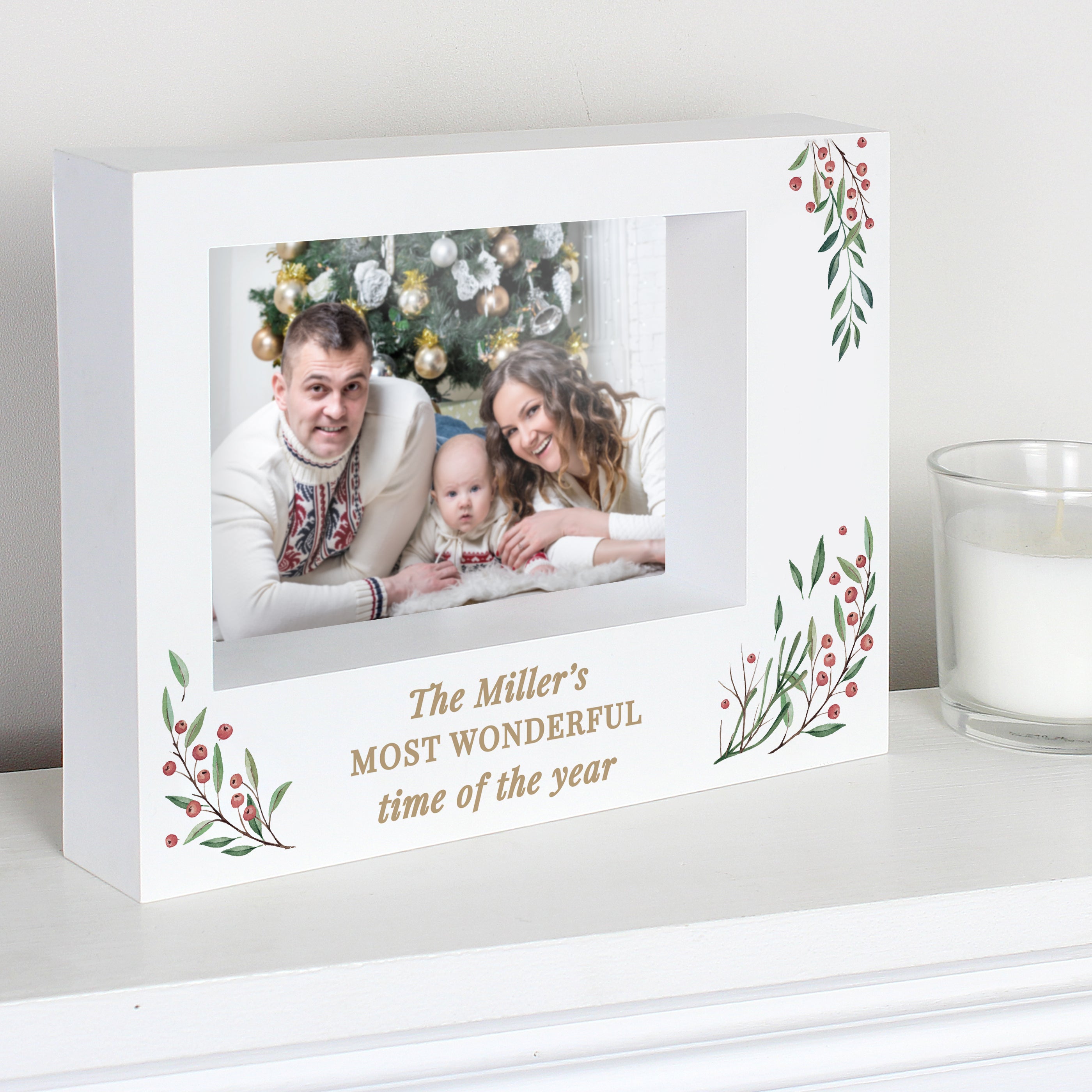 Personalised Christmas Foliage 5x7 Box Photo Frame from Heartfelt Gifts