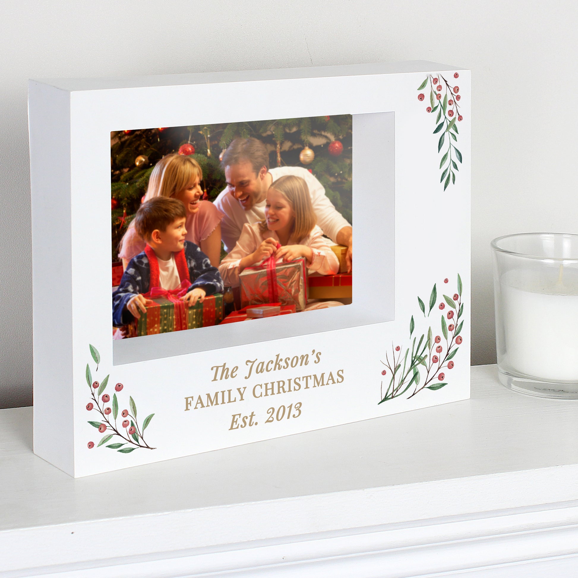 Personalised Christmas Foliage 5x7 Box Photo Frame - image 2
