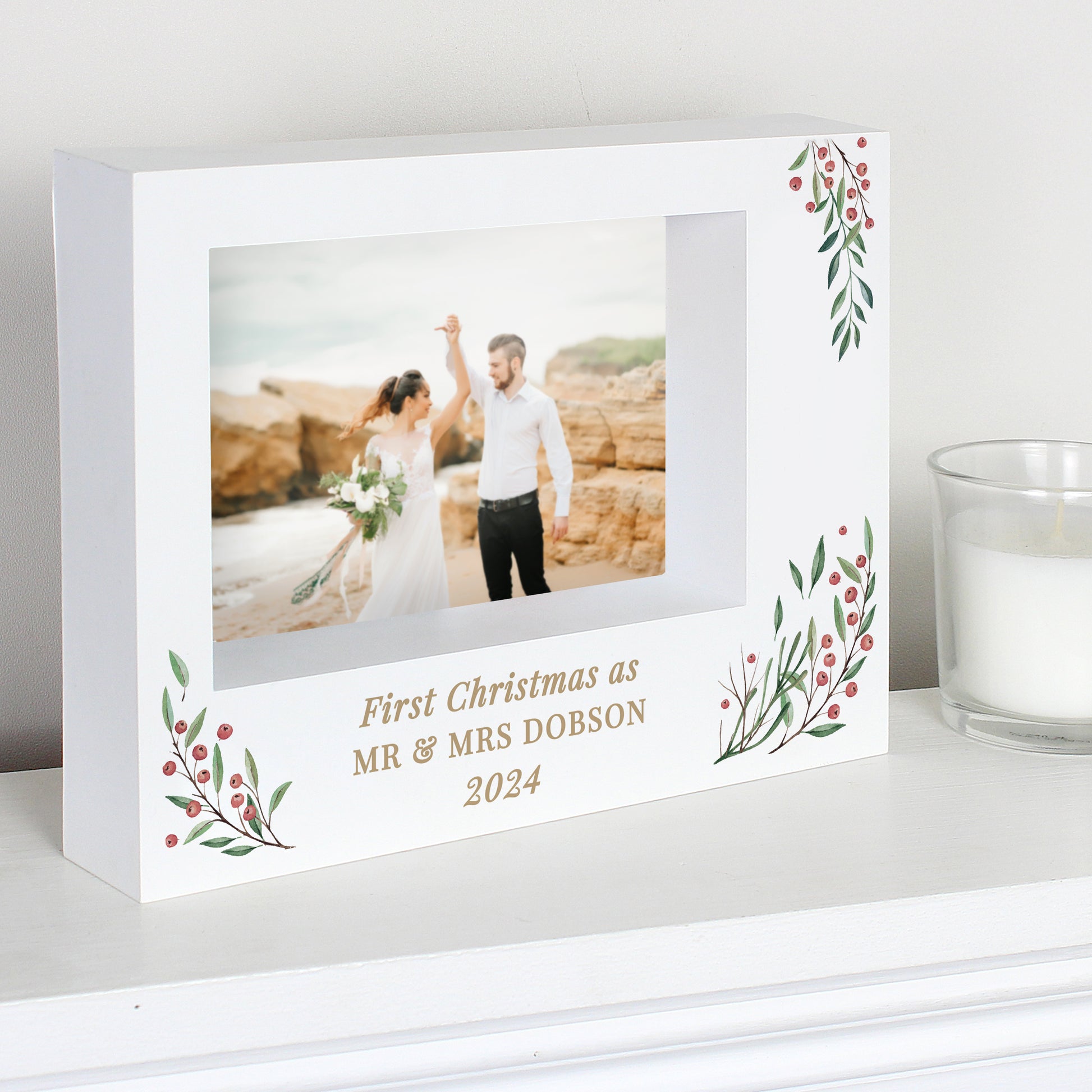 Personalised Christmas Foliage 5x7 Box Photo Frame - image 3