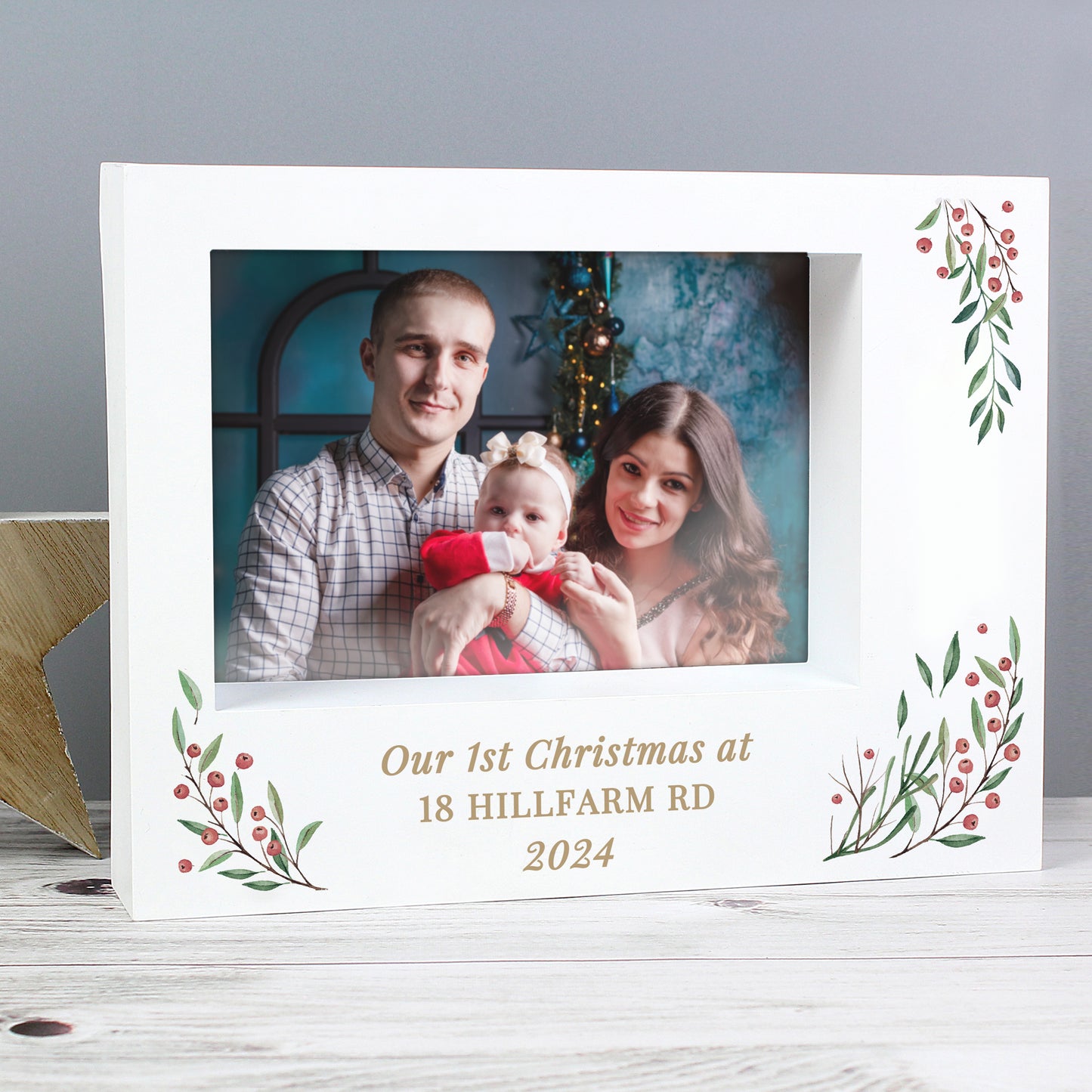 Personalised Christmas Foliage 5x7 Box Photo Frame - image 4