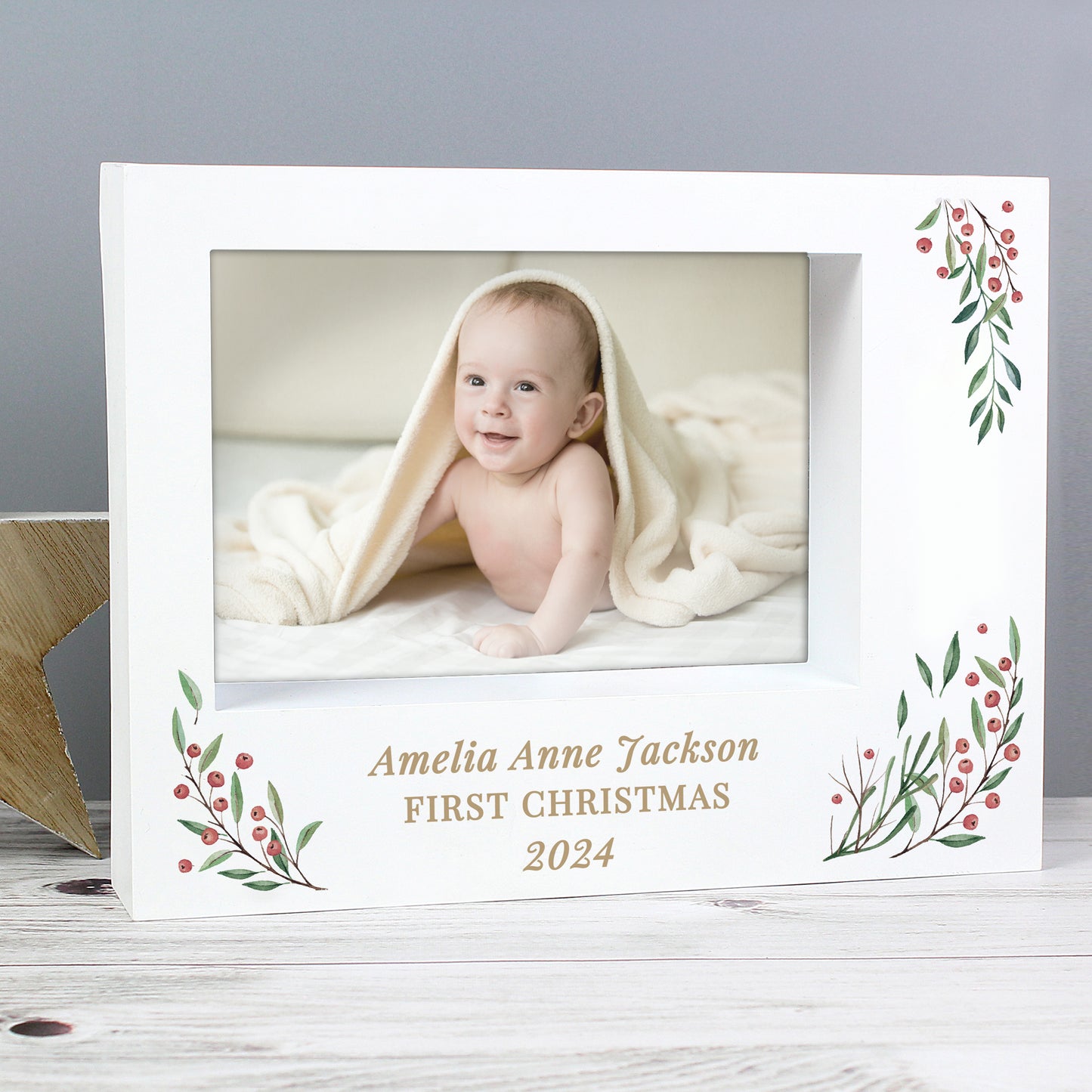 Personalised Christmas Foliage 5x7 Box Photo Frame - image 6