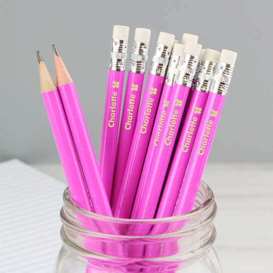 Personalised Butterfly Motif Pink Pencils from Heartfelt Gifts