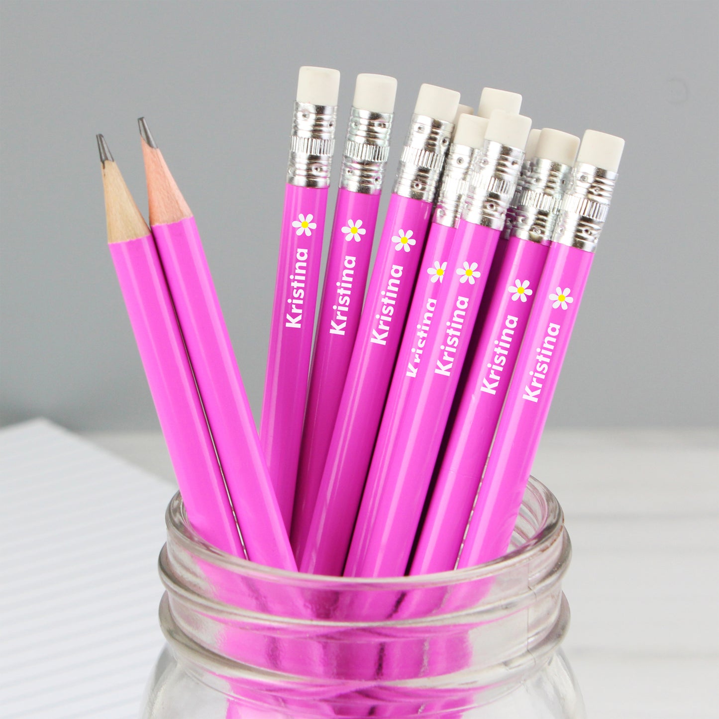 Personalised Flower Motif Pink Pencils from Heartfelt Gifts