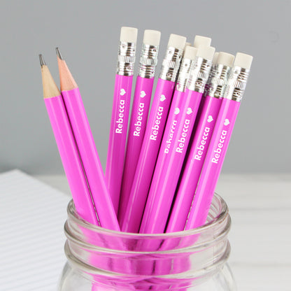 Personalised Heart Motif Pink Pencils from Heartfelt Gifts