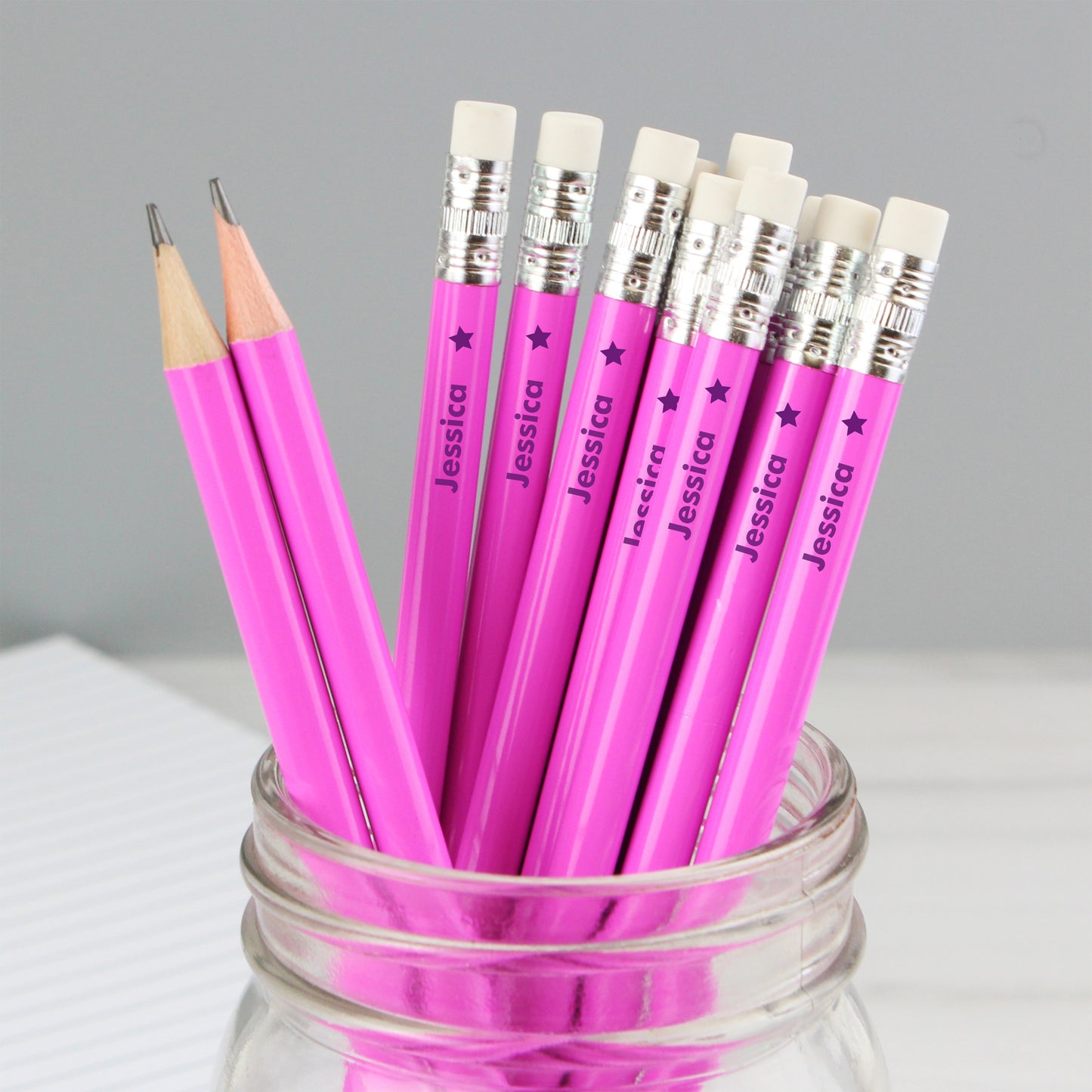 Personalised Star Motif Pink Pencils from Heartfelt Gifts