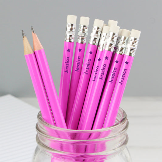 Personalised Star Motif Pink Pencils from Heartfelt Gifts