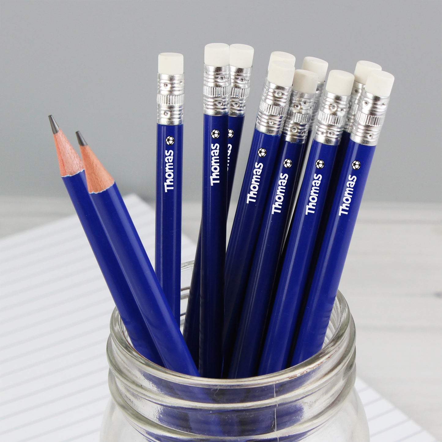 Personalised Football Motif Blue Pencils from Heartfelt Gifts