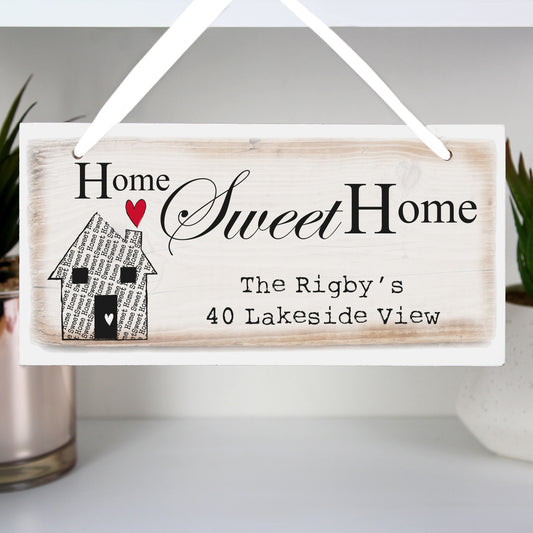 Personalised Home Sweet Home Wooden Sign from Heartfelt Gifts