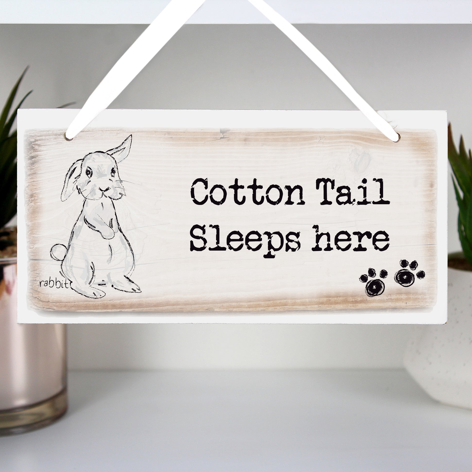 Personalised Rabbit Wooden Sign from Heartfelt Gifts