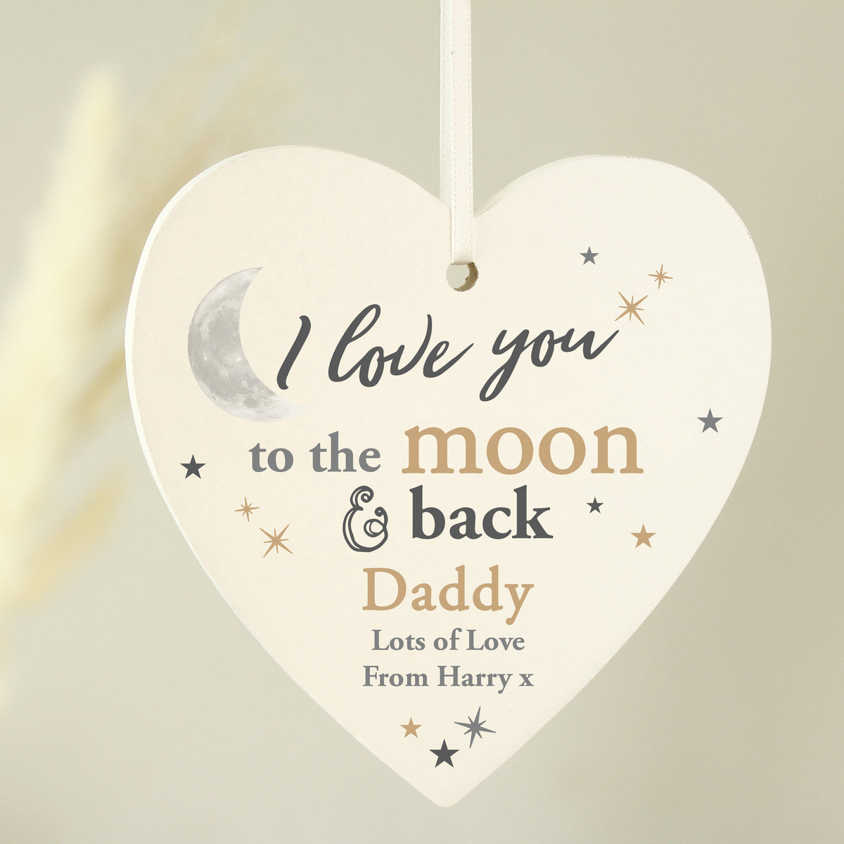 Personalised To the Moon and Back... Wooden Heart Decoration - image 2