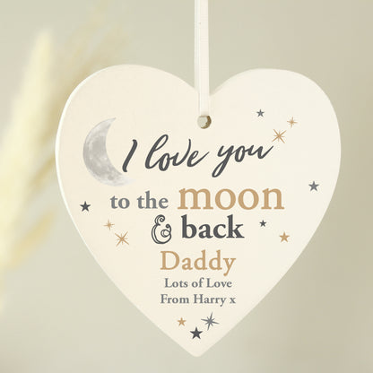 Personalised To the Moon and Back... Wooden Heart Decoration - image 2