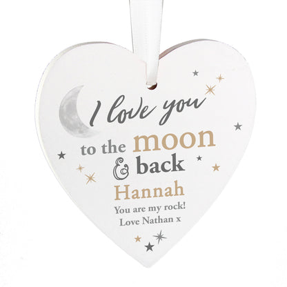 Personalised To the Moon and Back... Wooden Heart Decoration - image 5