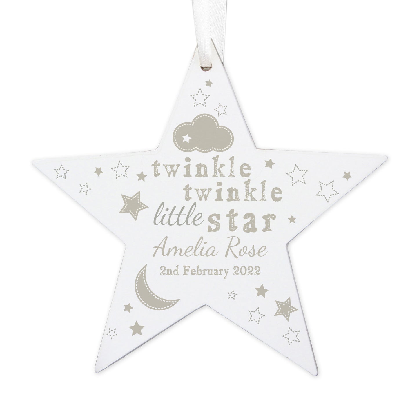 Personalised Twinkle Twinkle Wooden Star Decoration - image 5