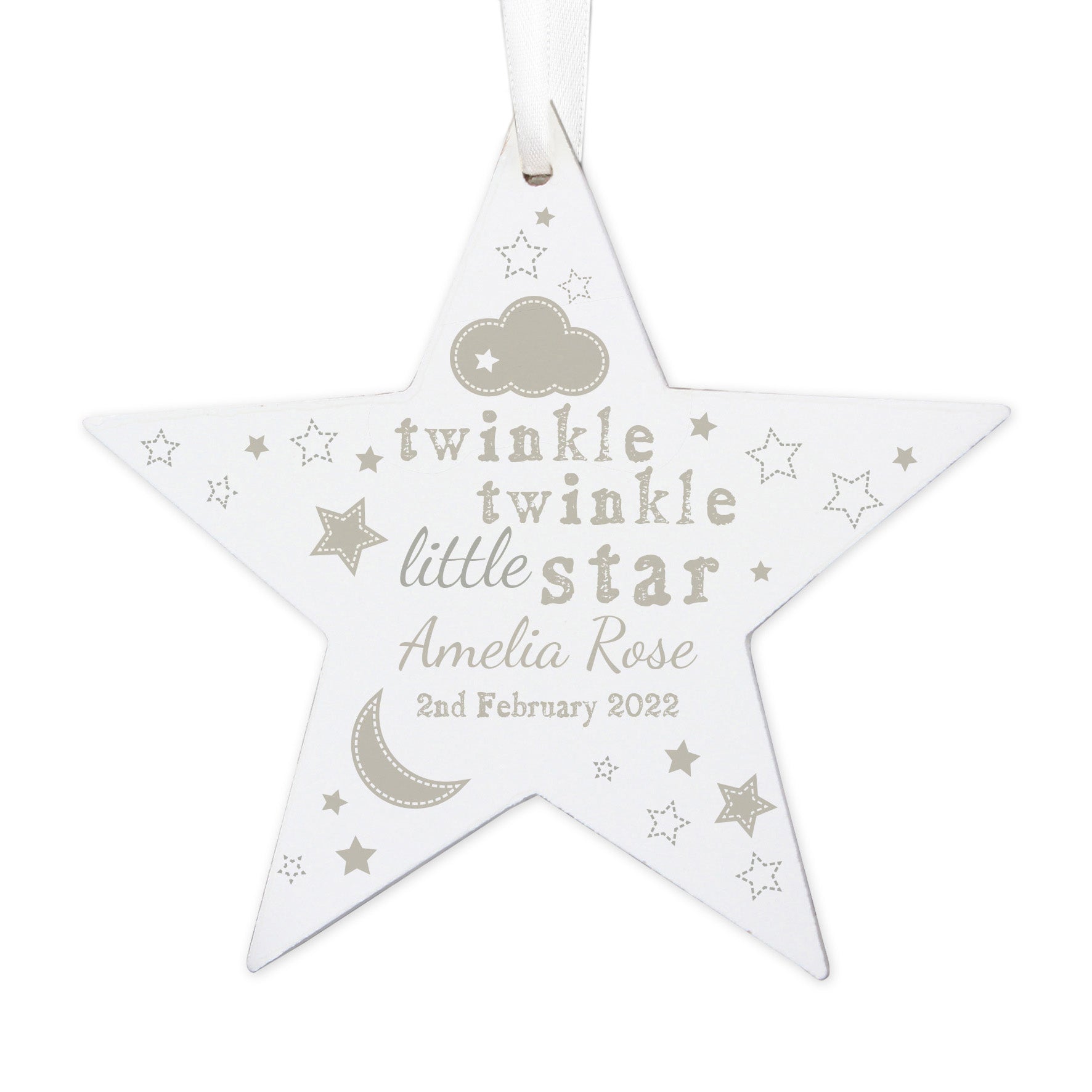 Personalised Twinkle Twinkle Wooden Star Decoration - image 5