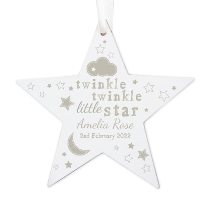 Personalised Twinkle Twinkle Wooden Star Decoration - image 5