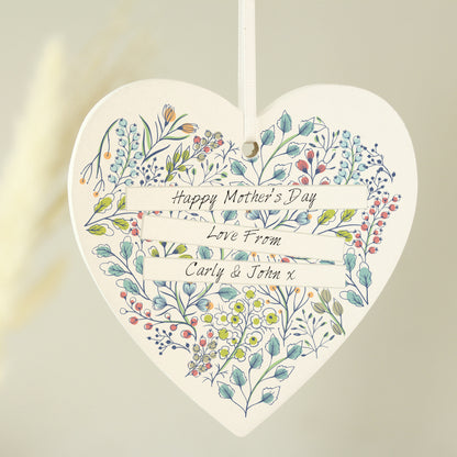 Personalised Botanical Scroll Wooden Heart Decoration - image 4