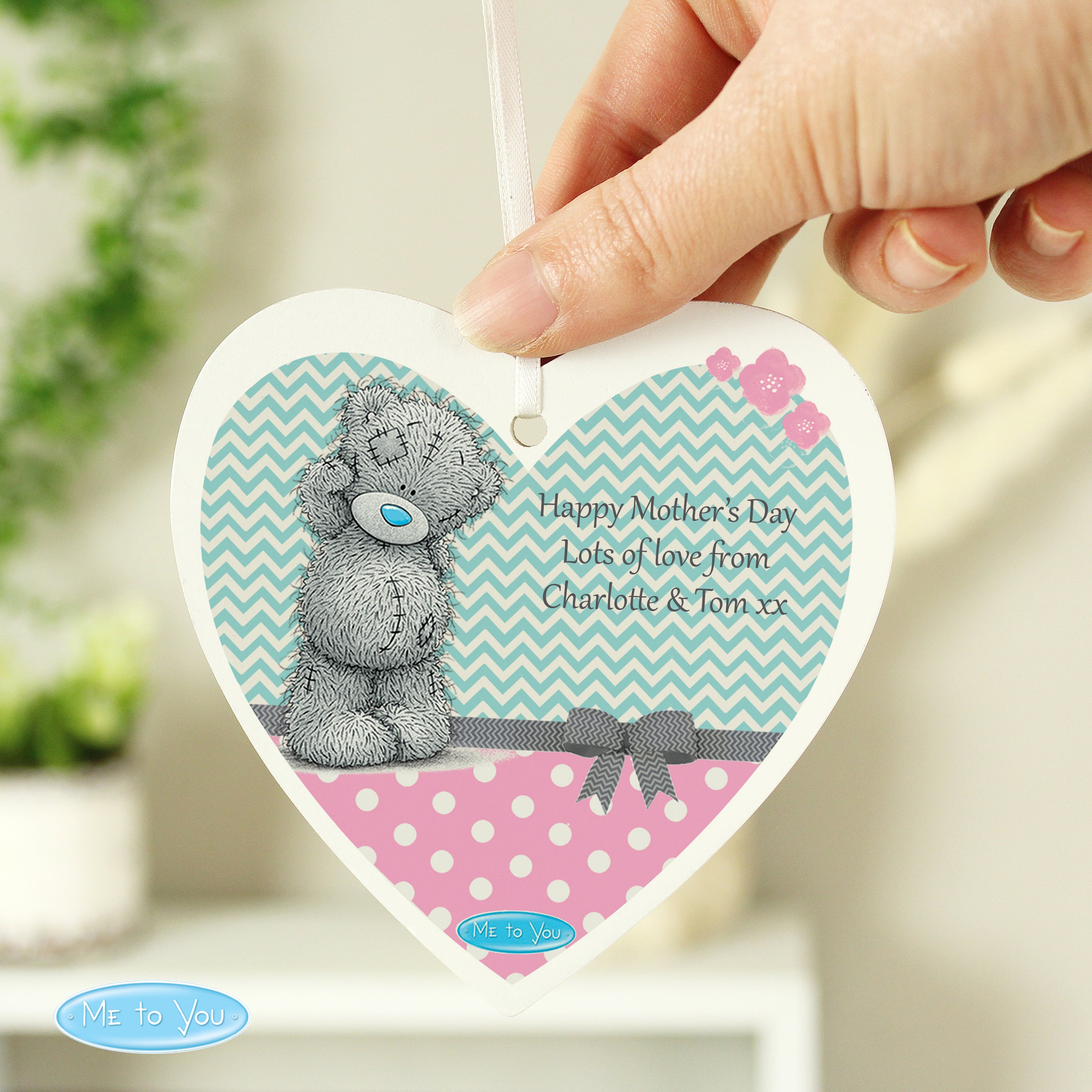 Personalised Me To You Pastel Polka Dot for Her Wooden Heart Decoration from Heartfelt Gifts
