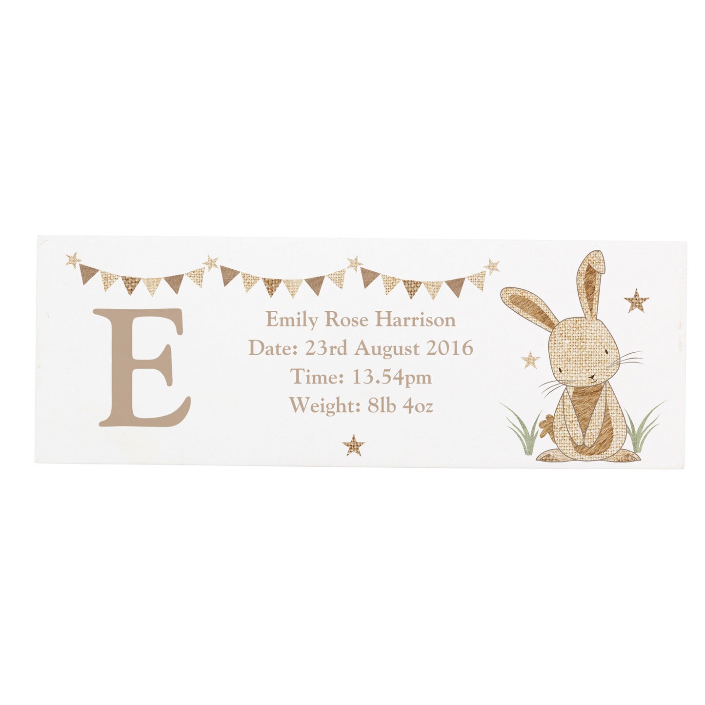 Personalised Hessian Rabbit Wooden Mantel Decoration - image 2