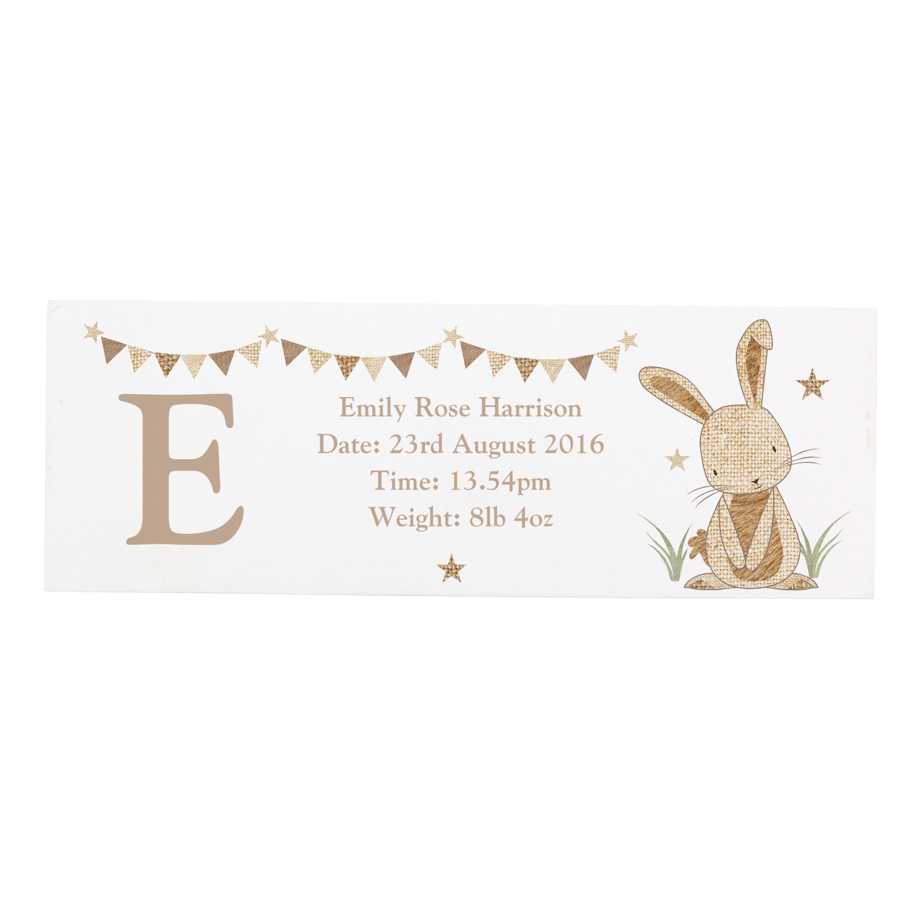 Personalised Hessian Rabbit Wooden Mantel Decoration - image 2