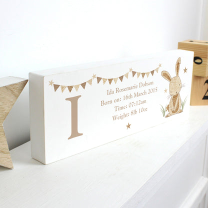 Personalised Hessian Rabbit Wooden Mantel Decoration - image 4