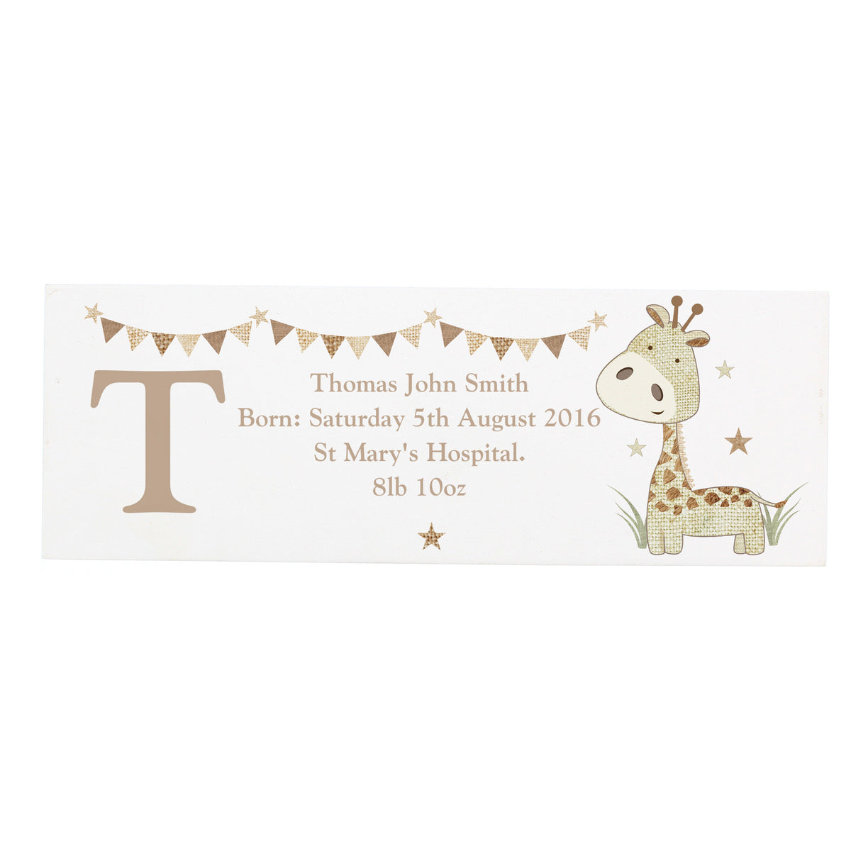 Personalised Hessian Giraffe Wooden Mantel Decoration - image 2
