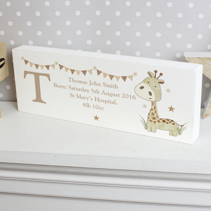 Personalised Hessian Giraffe Wooden Mantel Decoration - image 3