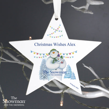 Personalised The Snowman and the Snowdog Wooden Star Decoration - image 3