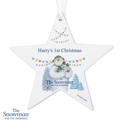 Personalised The Snowman and the Snowdog Wooden Star Decoration - image 4