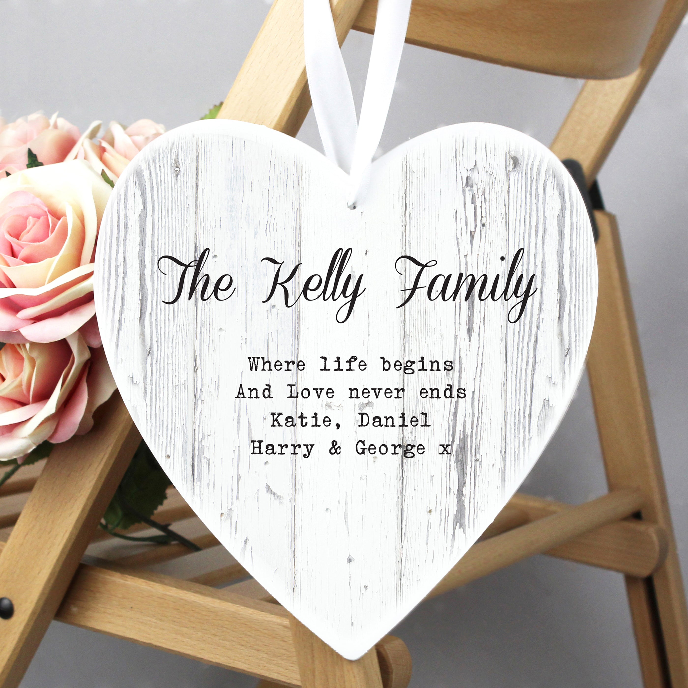 Personalised Rustic Large Wooden Heart Decoration from Heartfelt Gifts