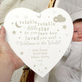 Personalised Twinkle Twinkle Large Wooden Heart Decoration from Heartfelt Gifts