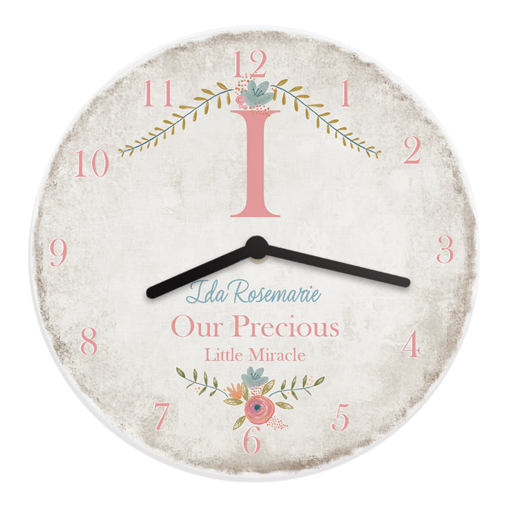 Personalised Floral Bouquet Shabby Chic Large Wooden Clock - image 5