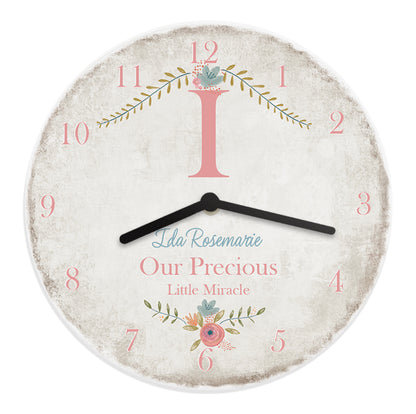 Personalised Floral Bouquet Shabby Chic Large Wooden Clock - image 5